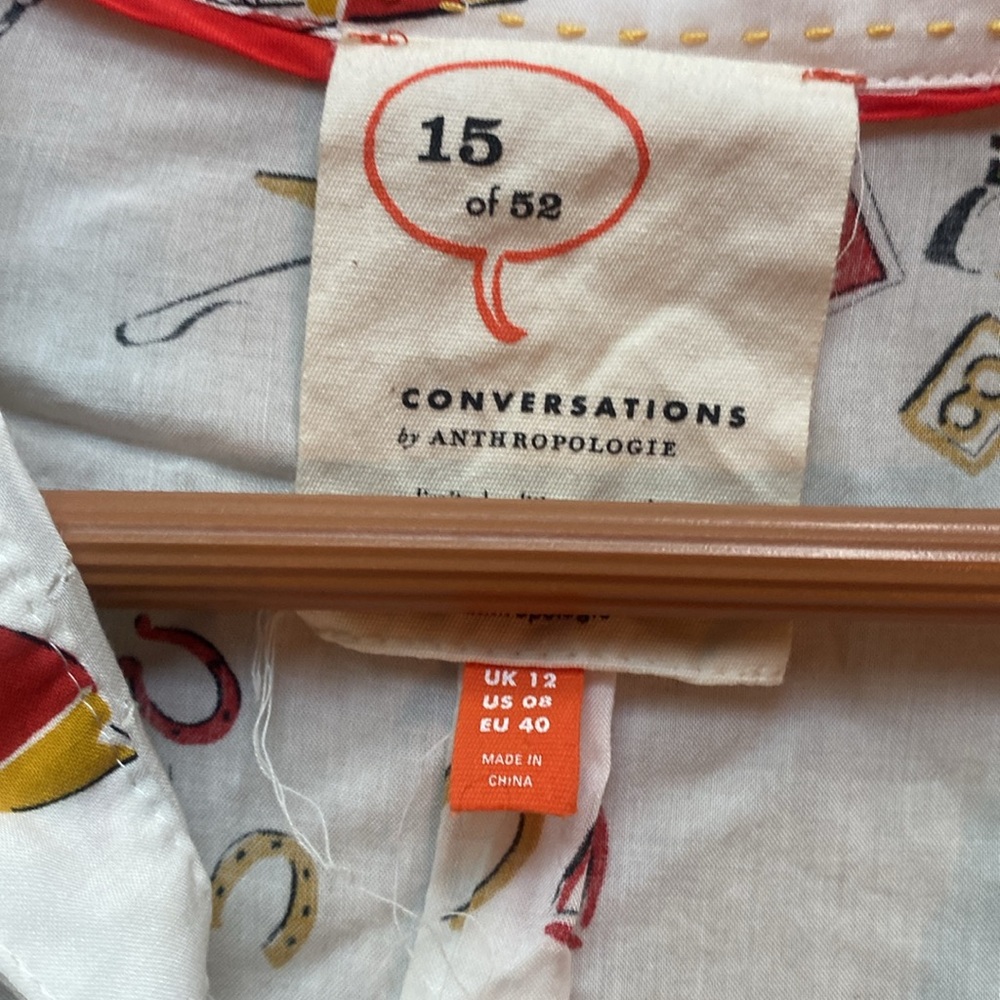Anthropologie conversations equestrian blouse
